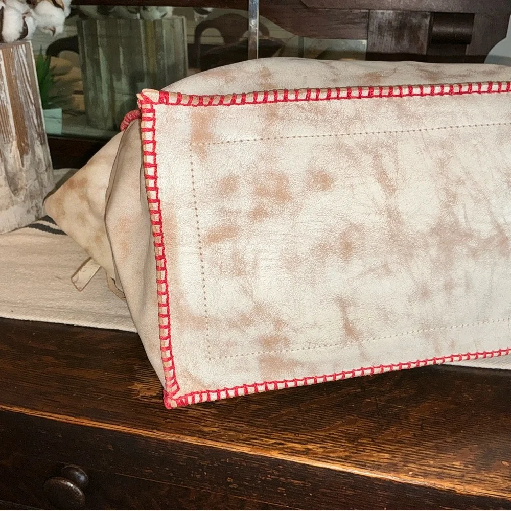 NWT Bed Stu Leather Celindra Shoulder Tote Bag Nectar Lux Red Stitch Retail $305 - Picture 6 of 11